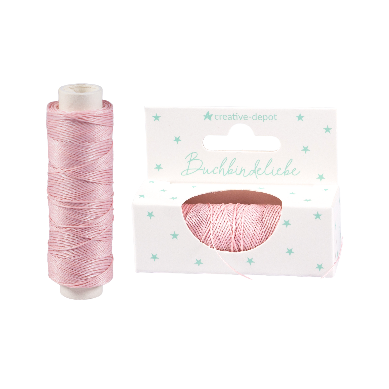 Leinenzwirn gewachst - Kaugummi Rosa - Buchbindeliebe 