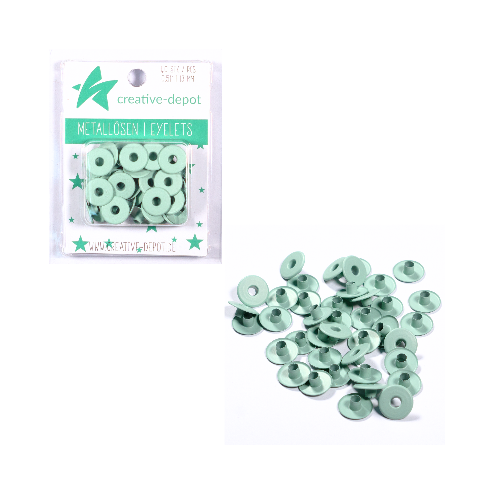 Breite Eyelets - Vintage Mint - Matt - 13 mm