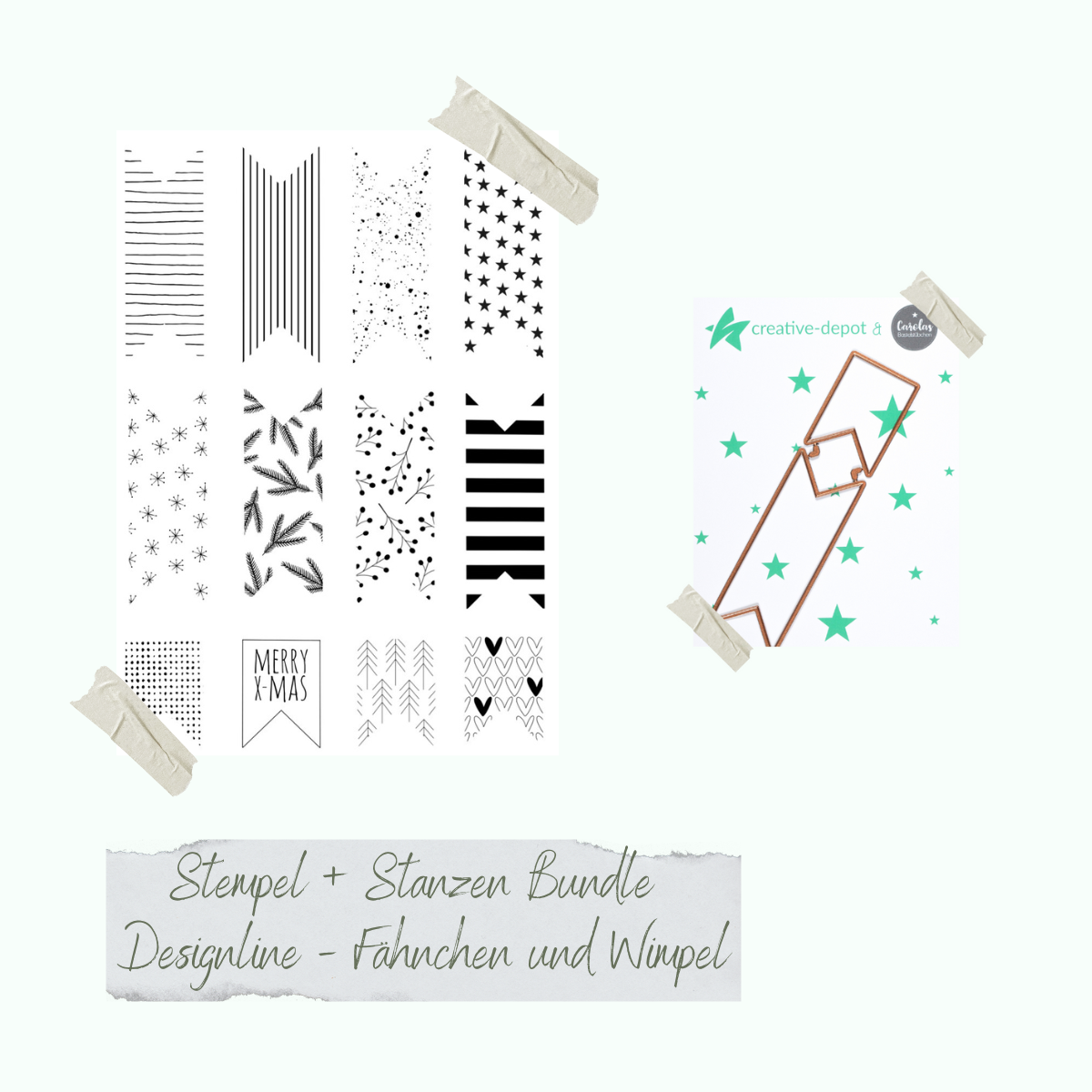 Bundle - Designline - Fähnchen und Wimpel - Stamp set & punches