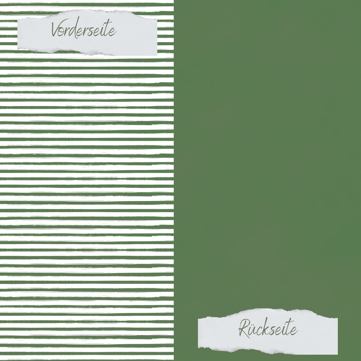 Designpapier - Basic - Olive - Streifen + Uni - Doppelseitig bedruckt  