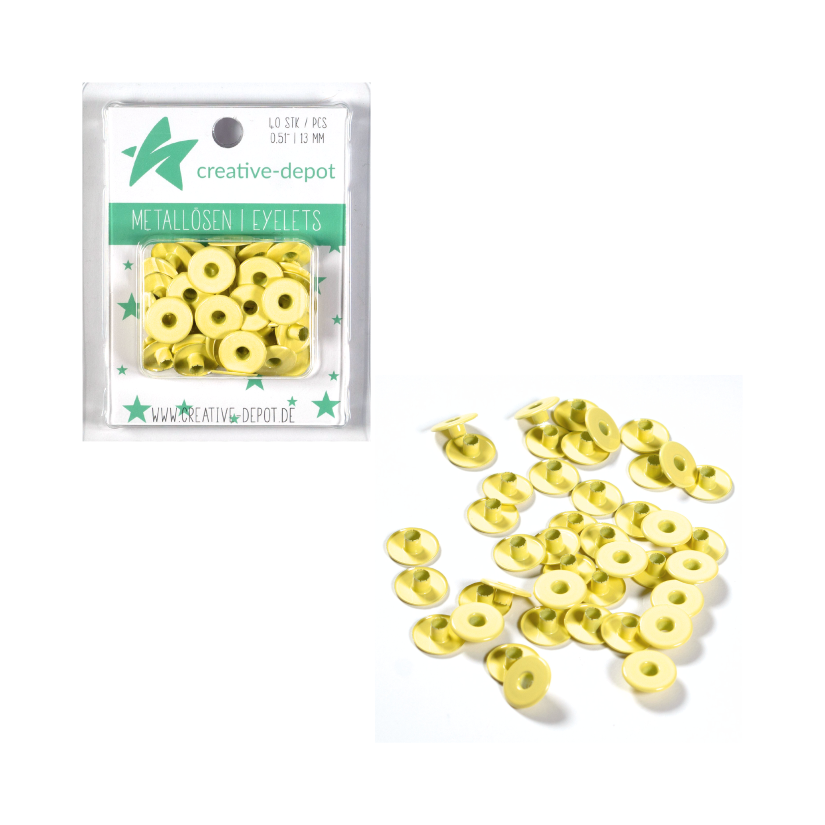 Breite Eyelets - Babygelb - 13 mm