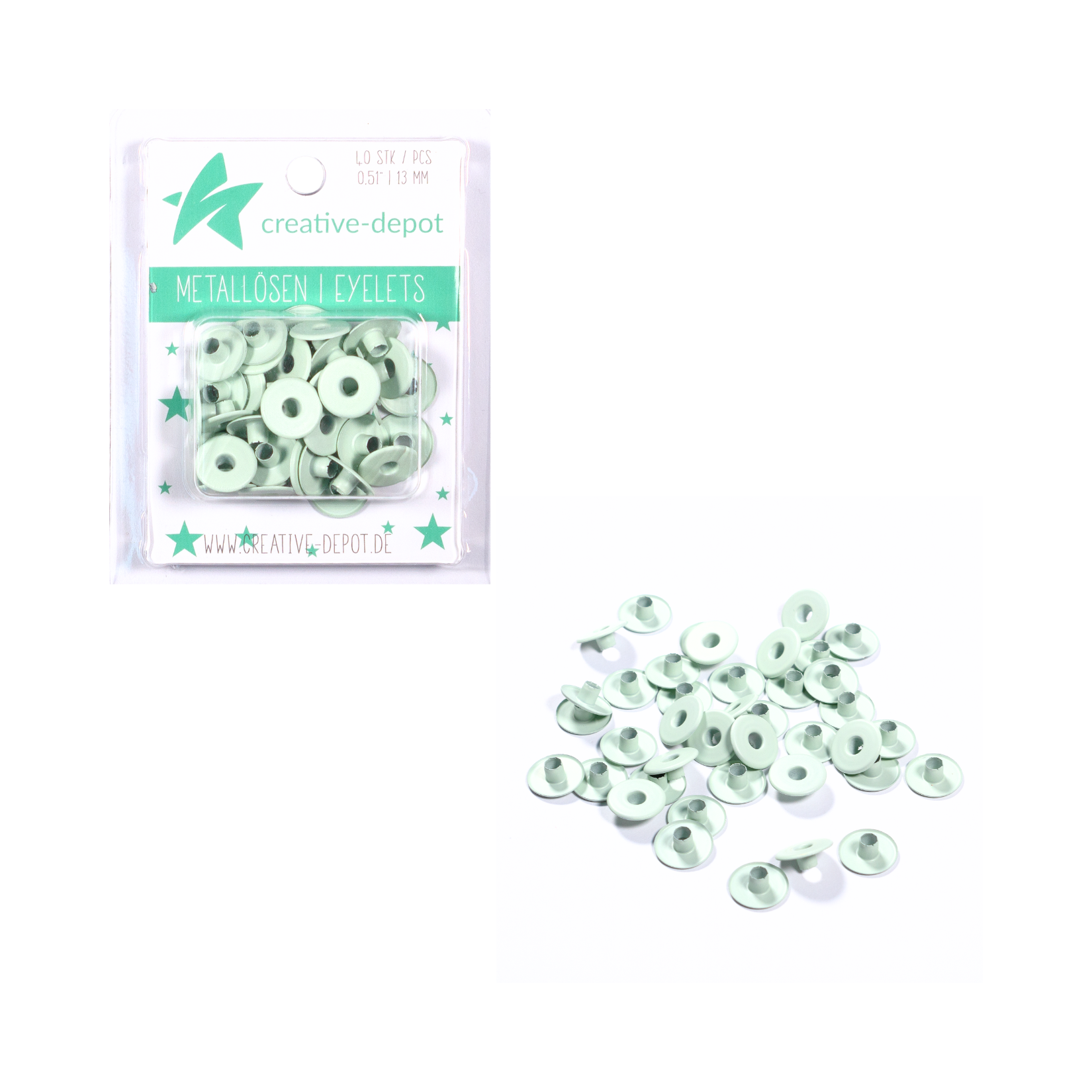 Breite Eyelets - Babymint - Matt - 13 mm