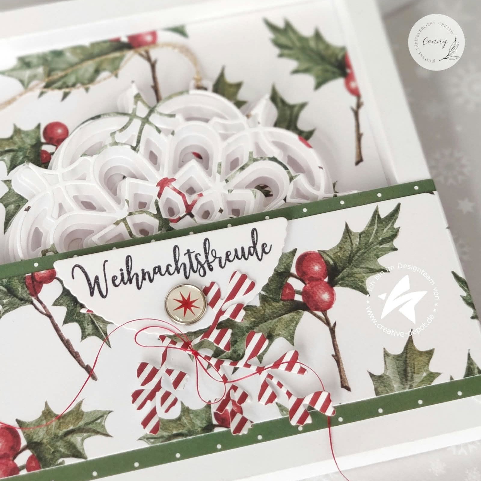 Designpapier - Tannenbäume und Ilex - Doppelseitig bedruckt