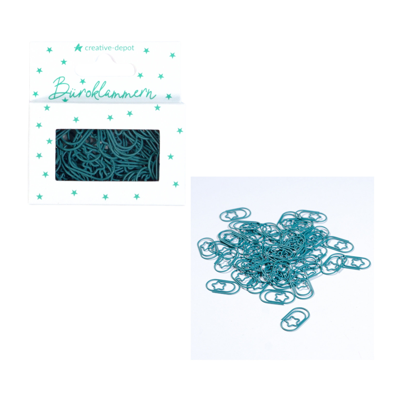 Büroklammer Stern - Salbei - Matt - 50 Stück