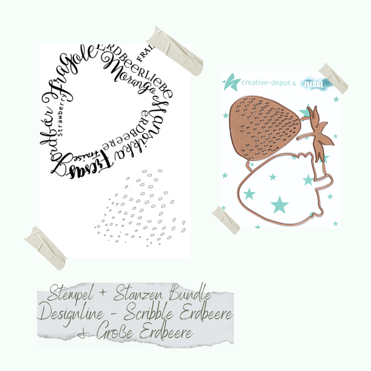 Bundle - Designline - Scribble Erdbeere & Große Erdbeere - Stempelset & Stanzen