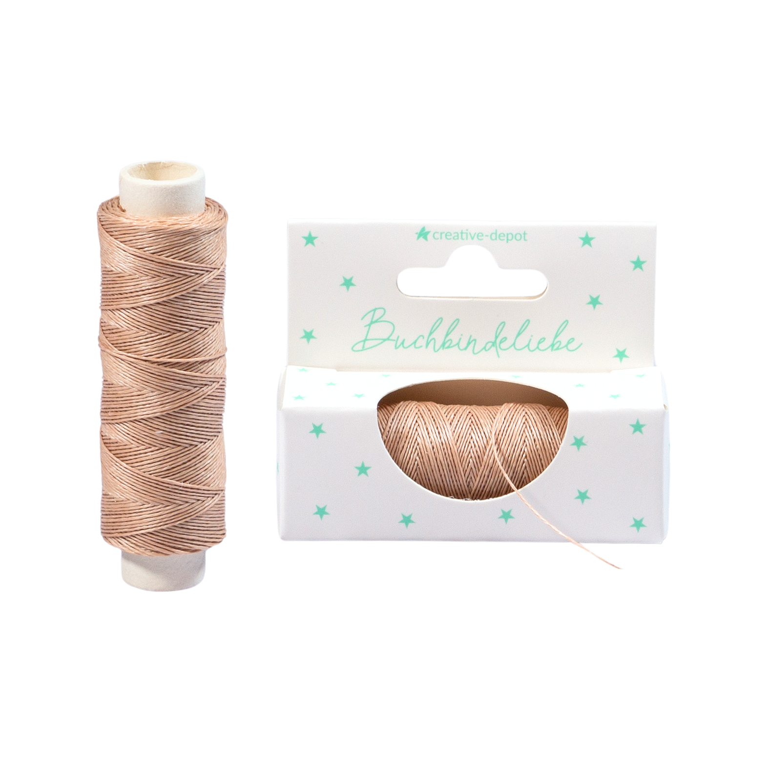 Leinenzwirn gewachst - Latte - Buchbindeliebe