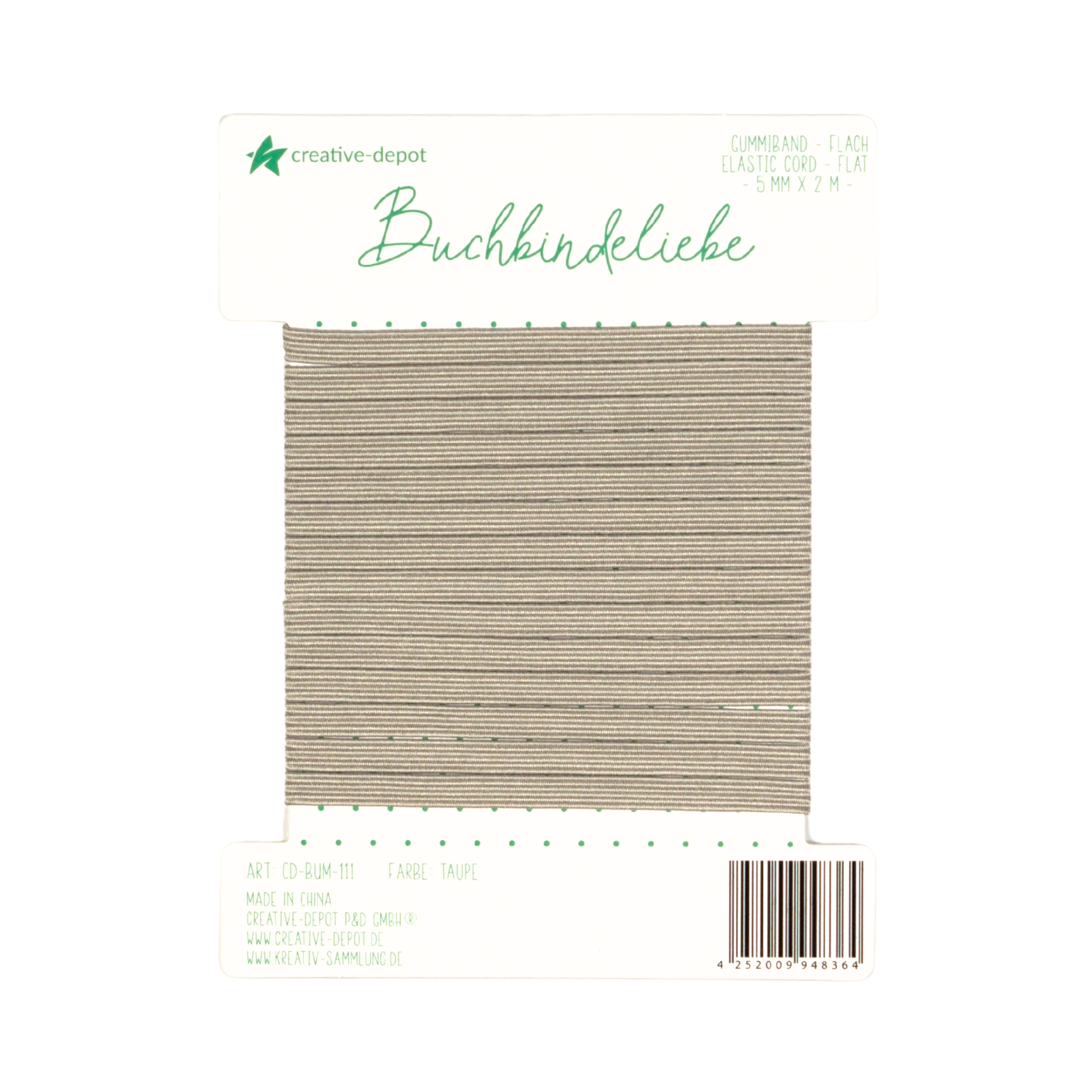 Gummiband - Taupe - flach - Buchbindeliebe