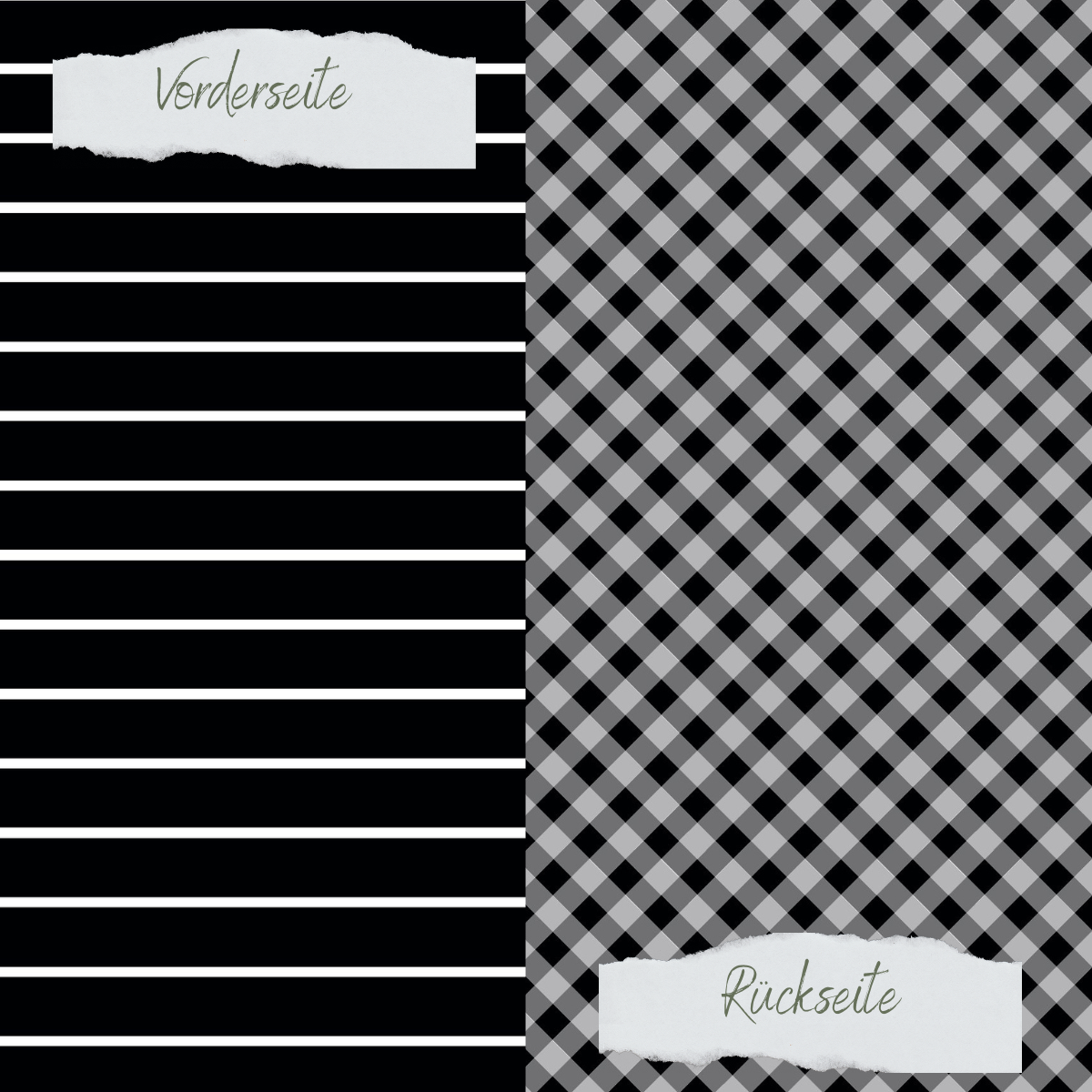 Papel de diseño - Basic - Schwarz - Breite Linien + Karo - Doppelseitig bedruckt Papel de diseño - Basic - Schwarz - Breite Linien + Karo - Doppelseitig bedruckt