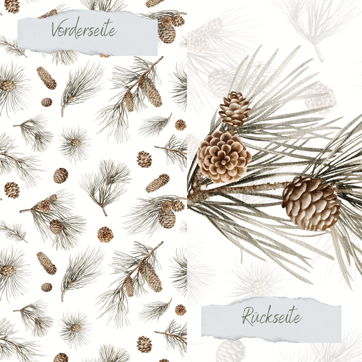Papel de diseño - Tannenzweige und Zapfen - Doppelseitig bedruckt Papel de diseño - Tannenzweige und Zapfen - Doppelseitig bedruckt