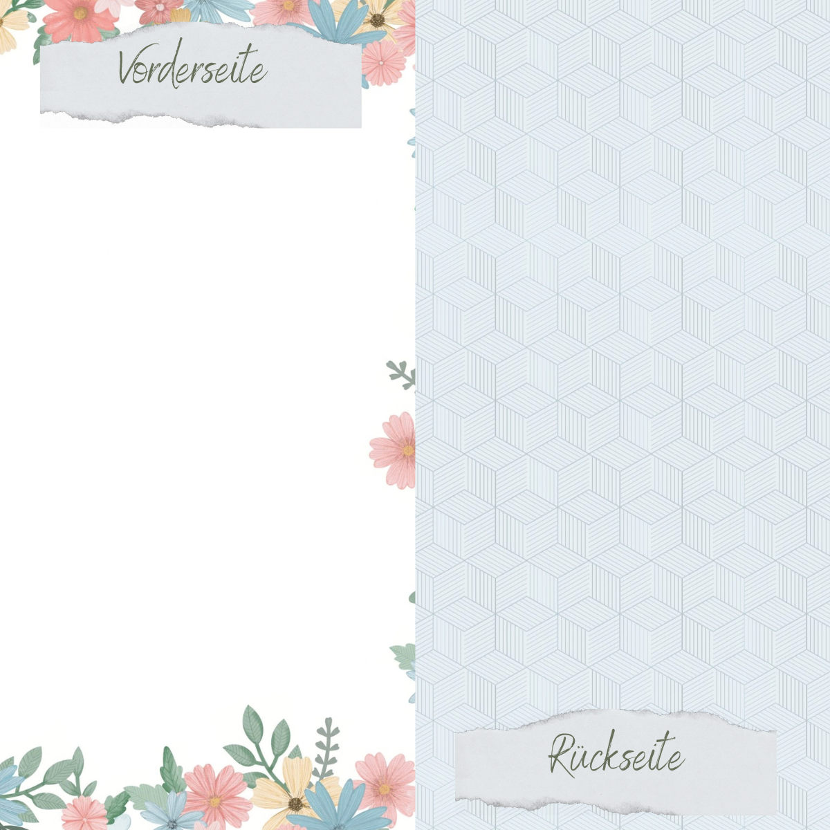 Papier design - Scrapliebe - Lüttes Glück - Cadre fleuri - Imprimé recto-verso