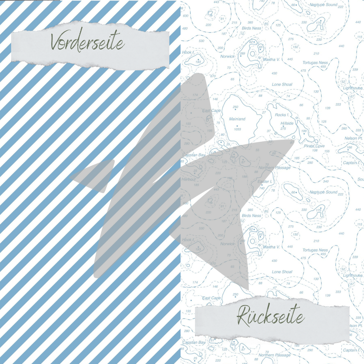 CD-DP-729 Papel de diseño - Maritimes Flair - Landkarte - Impreso por las dos caras
