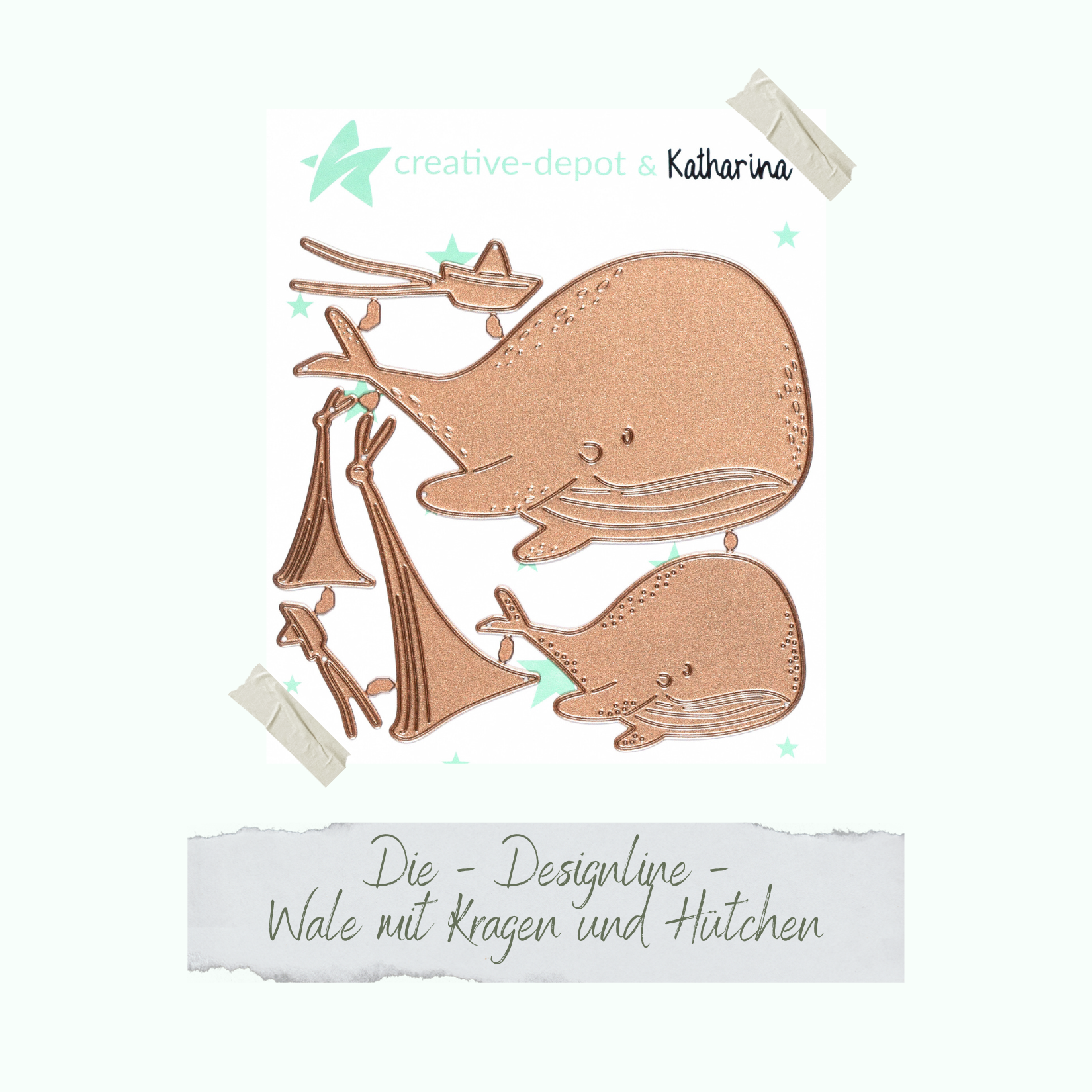 Die - Wale mit Kragen und Hütchen