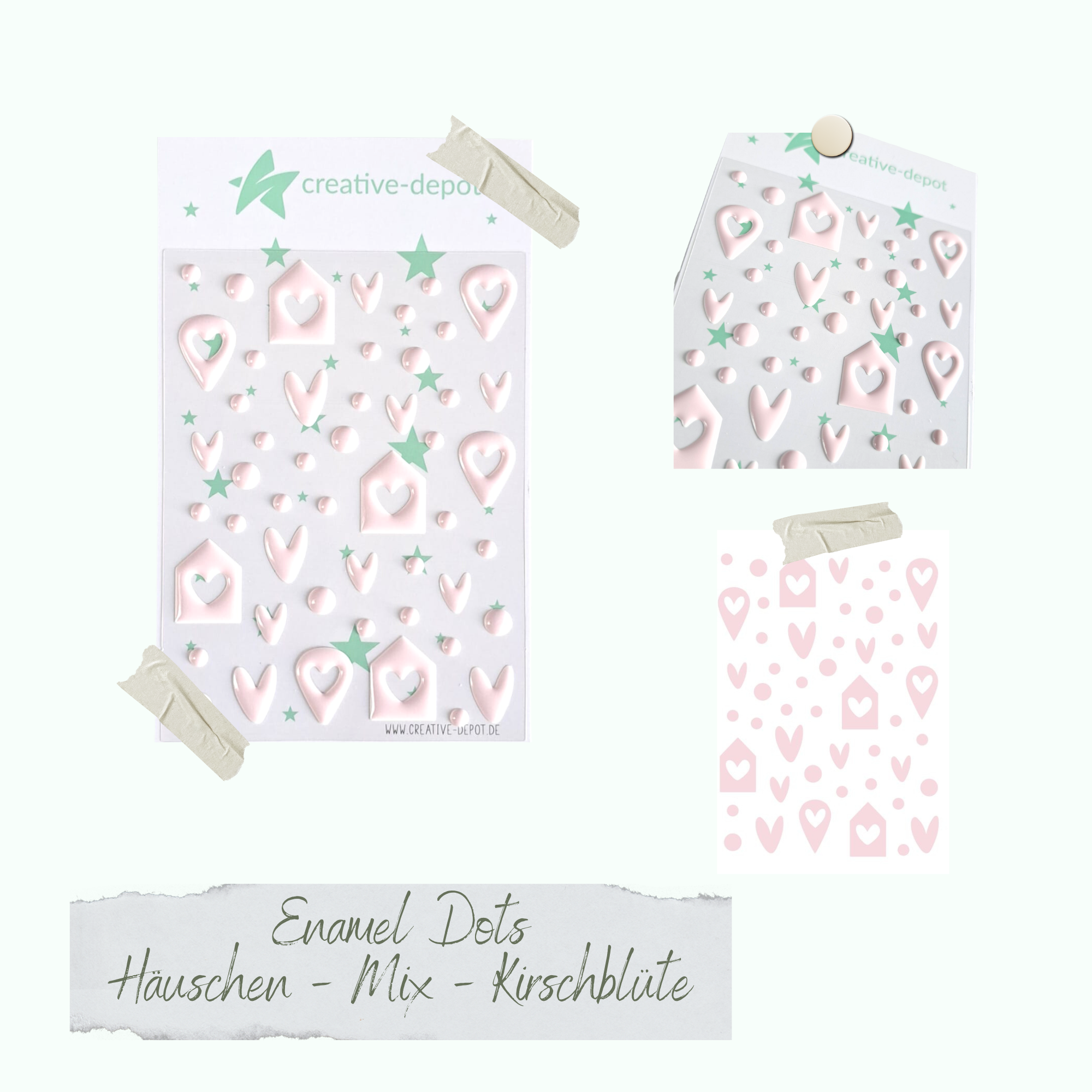 CD-ED-096 Enamel Dots - Häuschen Mix - Kirschblüte