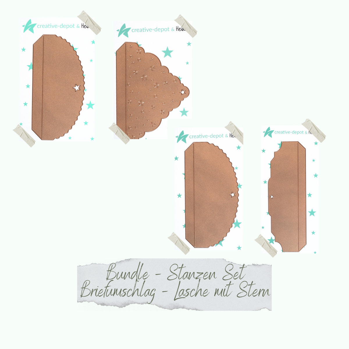 Bundle - Umschlag - Quadrat, B6, DIN Lang - Lasche mit Stern - Stanzen Set