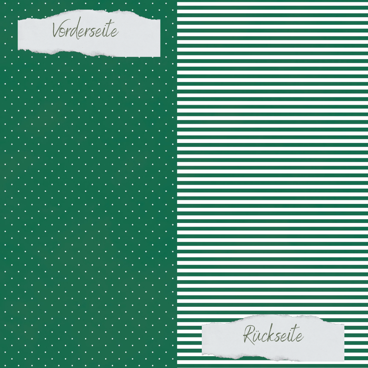 Designpapier - Basic - Tanne - Mini Pünktchen + Schmale Streifen - Doppelseitig bedruckt  