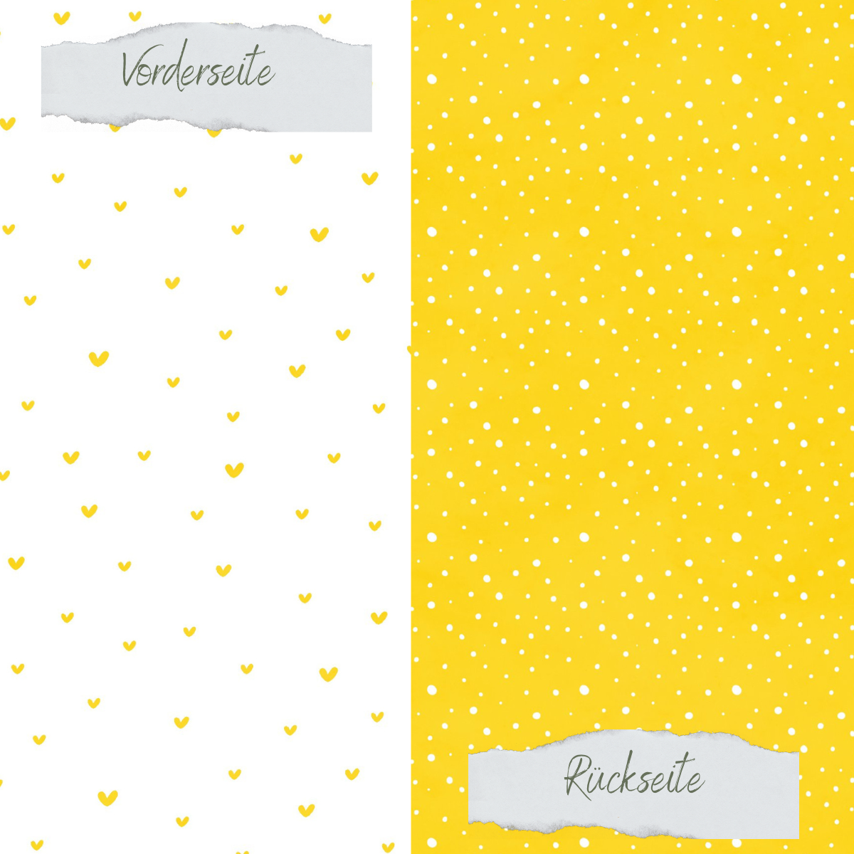Papel de diseño - Basic - Ostergelb - Doodle Herzen + Sprenkel - Doppelseitig bedruckt   Papel de diseño - Basic - Ostergelb - Doodle Herzen + Sprenkel - Doppelseitig bedruckt