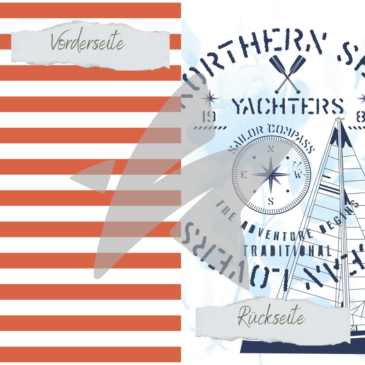 Designpapier - Maritimes Flair - Yacht - Beidseitig bedruckt