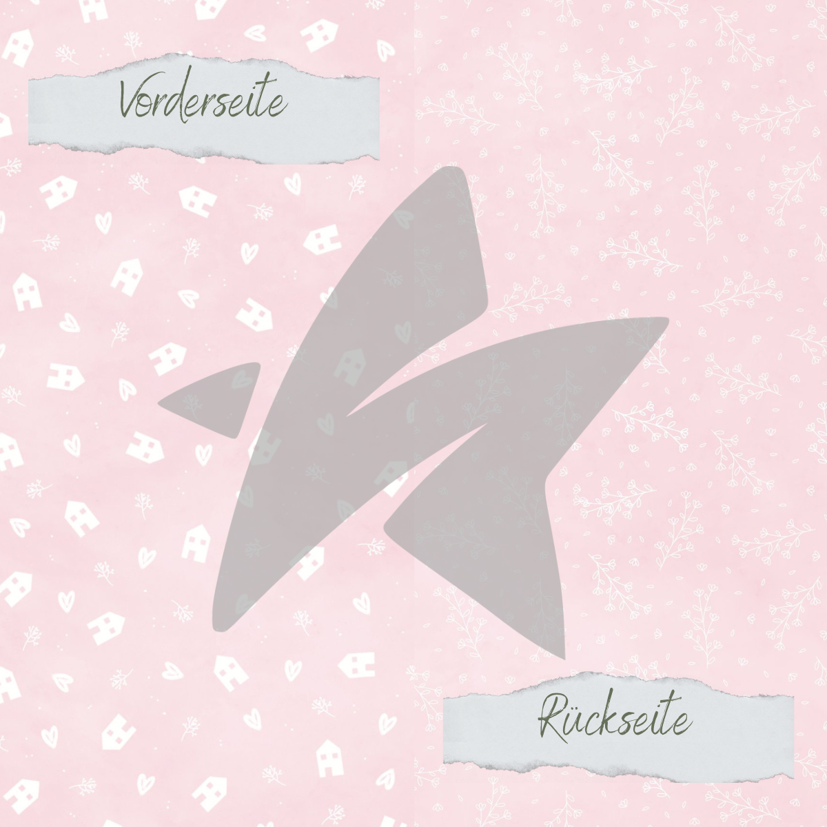CD-BP-107 Papel de diseño - Basic - Baby Rosa - Häuser + Zweige - Impreso por las dos caras