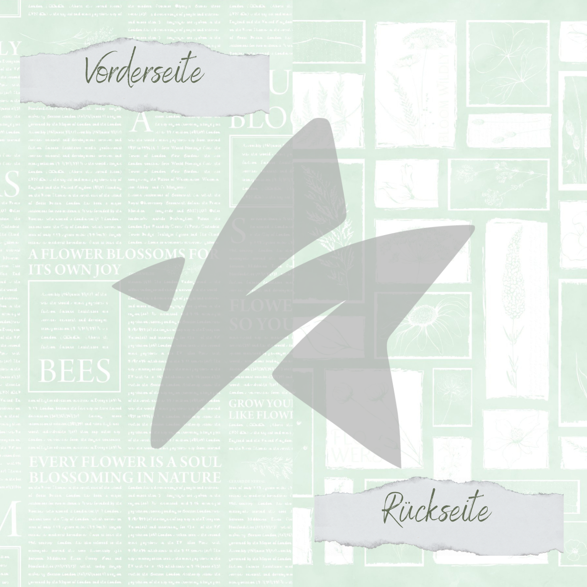 CD-BP-093 Papel de diseño - Basic - Babymint - Newspaper + Wildflowers - Impreso por las dos caras