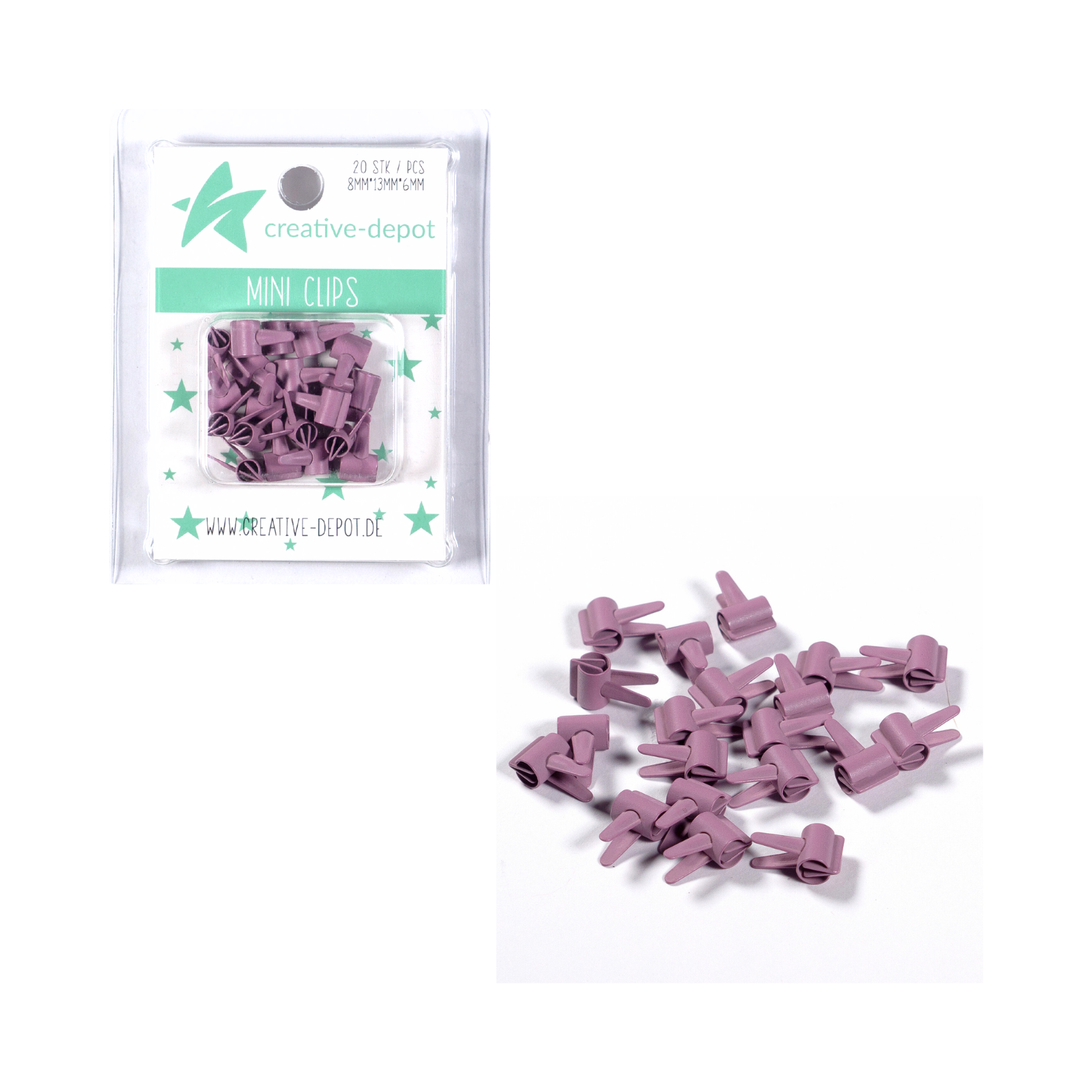 Mini Clip - Malve - Matt - 20 Stück