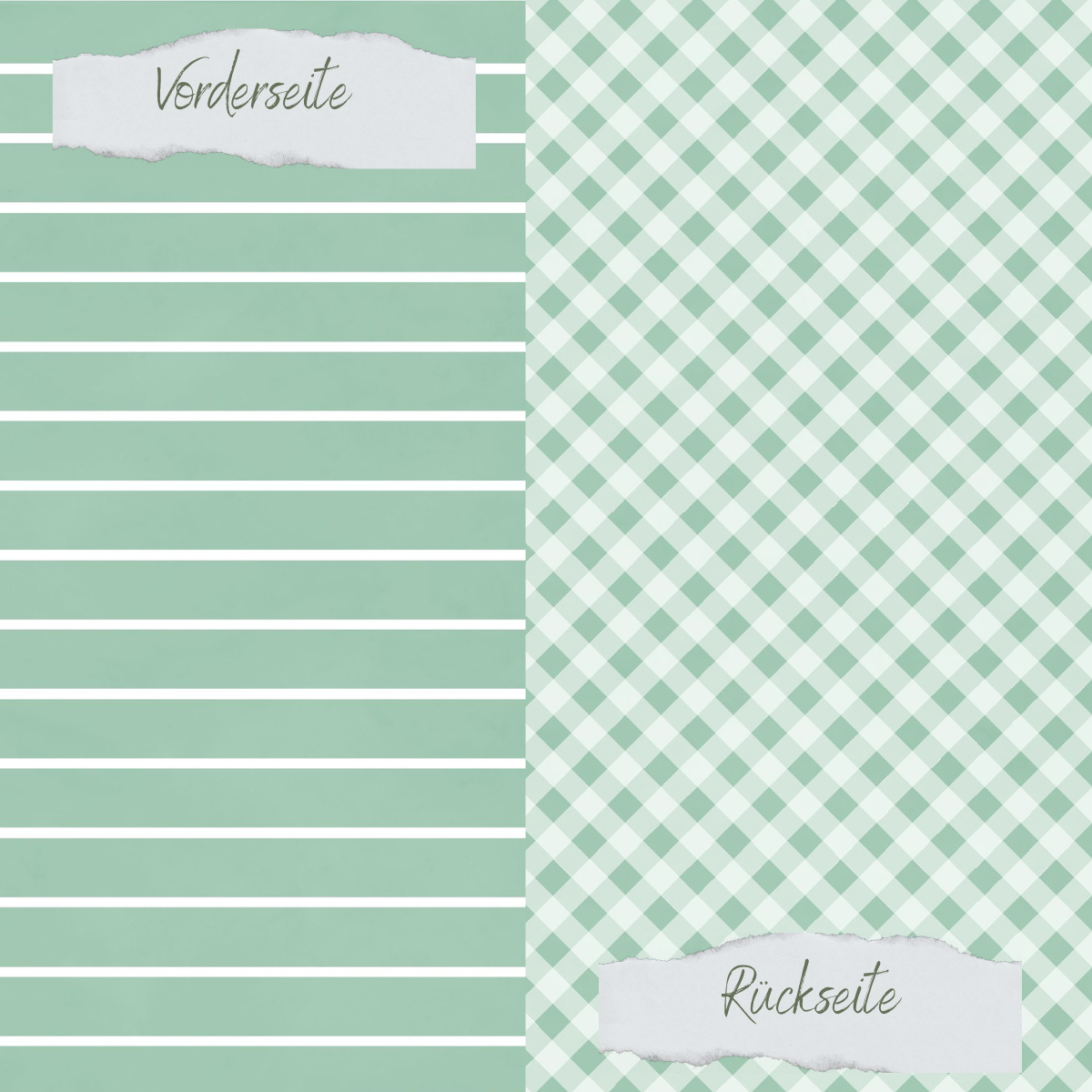 Papel de diseño - Basic - Eukalyptus - Breite Streifen + Karo - Doppelseitig bedruckt  Papel de diseño - Basic - Eukalyptus - Breite Streifen + Karo - Doppelseitig bedruckt