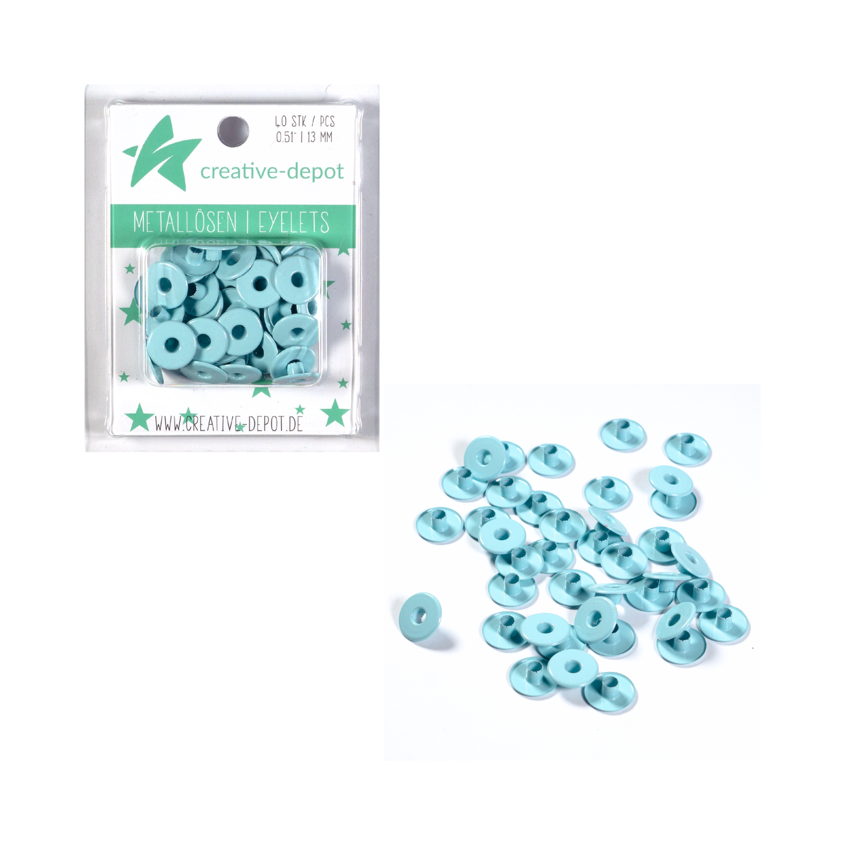 Breite Eyelets - Vintage Hellblau - 13 mm