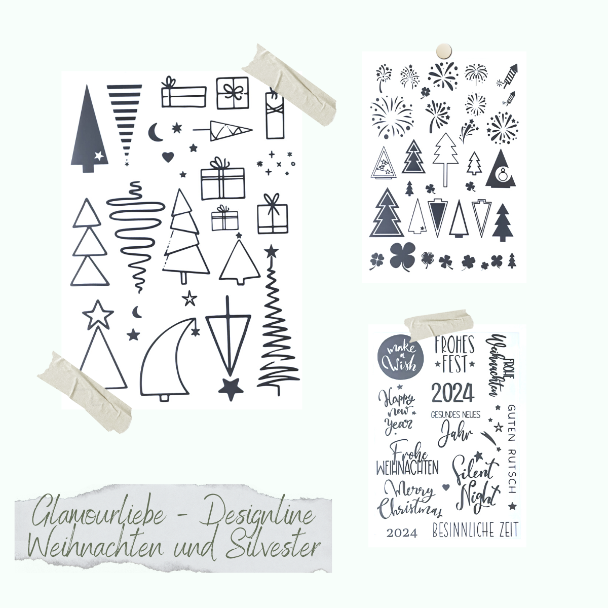 CD-Gla-002 Glamourliebe - Designline - Weihnachten und Silvester - A5 - 3 Bögen