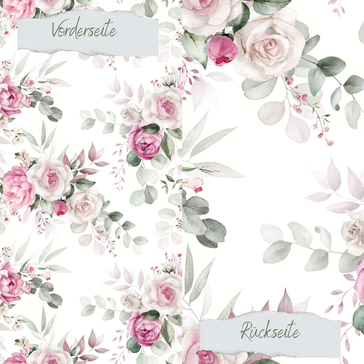 Designpapier - Rosa Rosen - Doppelseitig bedruckt