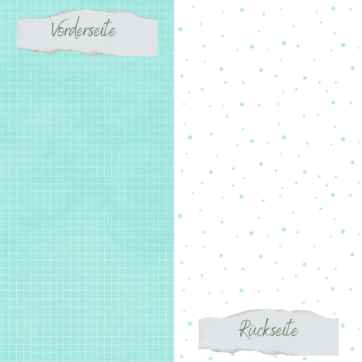 Designpapier - Basic - Sommerjade - Doodle Gitter + Sternchenregen - Doppelseitig bedruckt