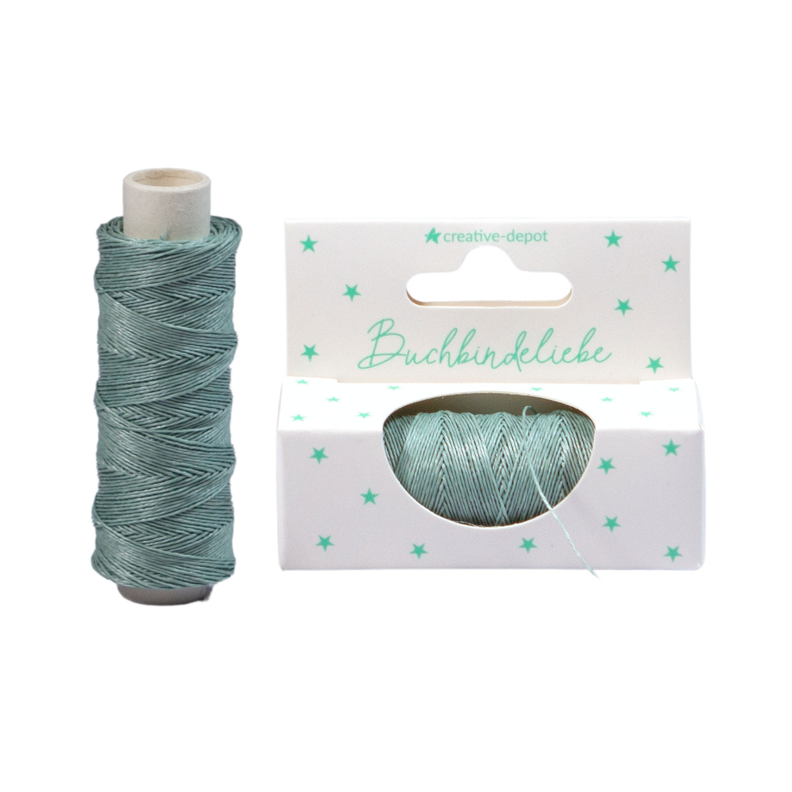 Leinenzwirn gewachst - Graugrün - Buchbindeliebe 