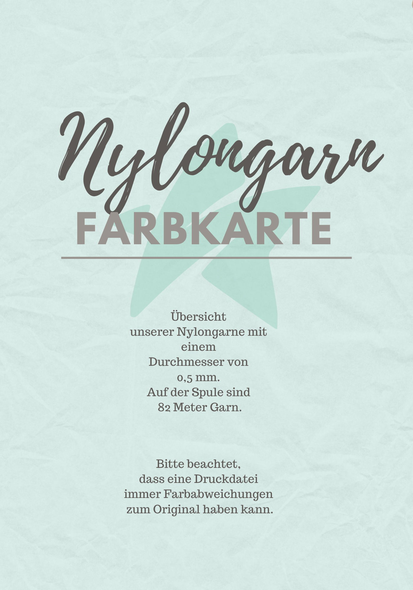 CD-GA-116-Farbkarte-Nylongarn Farbkarte - Garnkarte- Nylongarn 0,5 mm