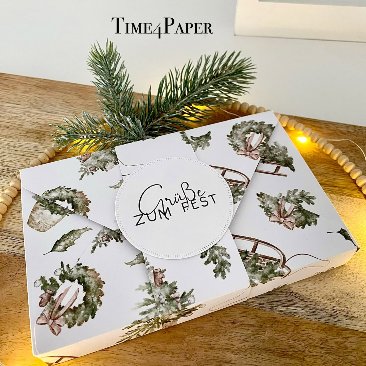 Papier décoratif - Vert de Noël - Imprimé recto-verso