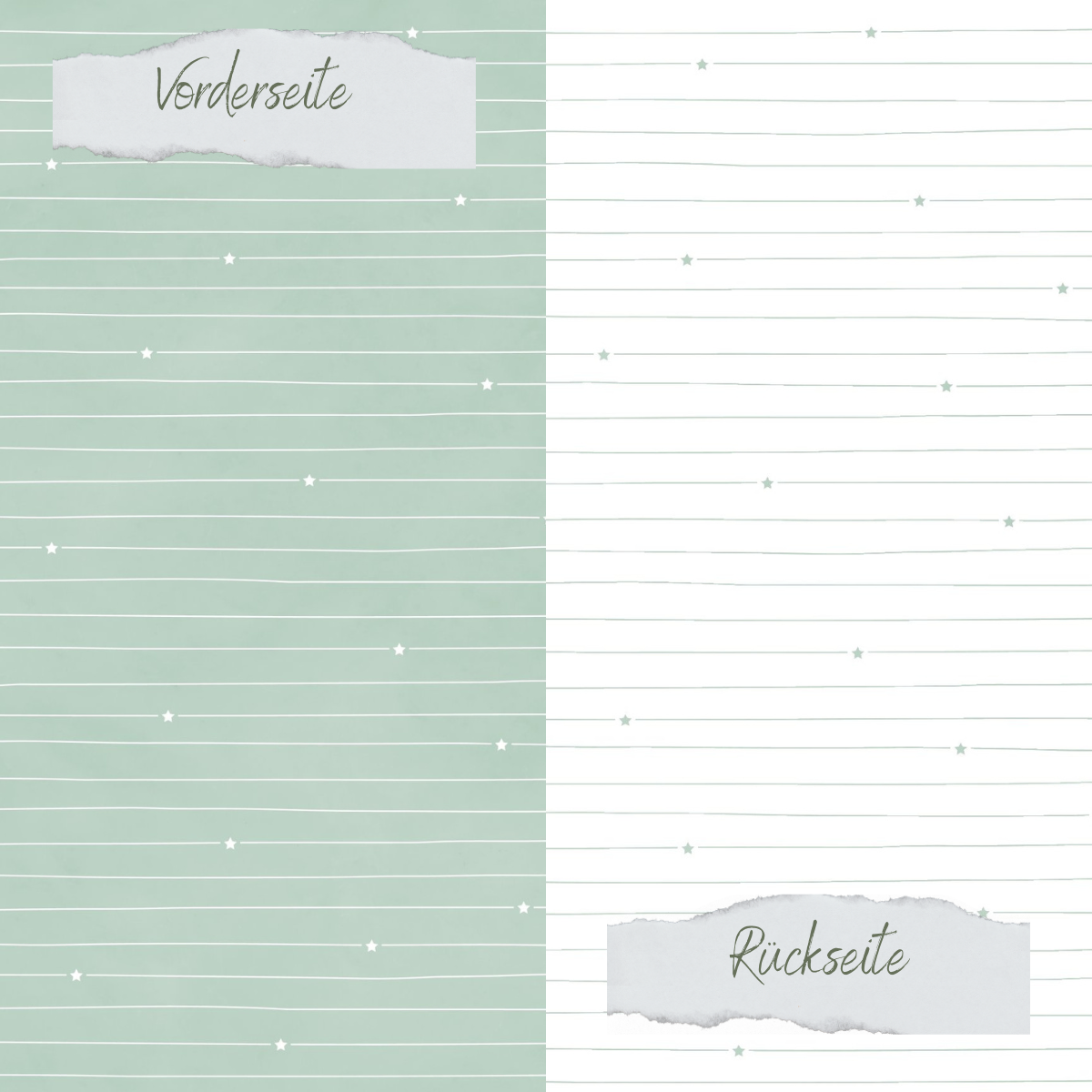 Papel de diseño - Basic - Vintage Mint - Doodle Linien mit Sternchen - Doppelseitig bedruckt Papel de diseño - Basic - Vintage Mint - Doodle Linien mit Sternchen - Doppelseitig bedruckt