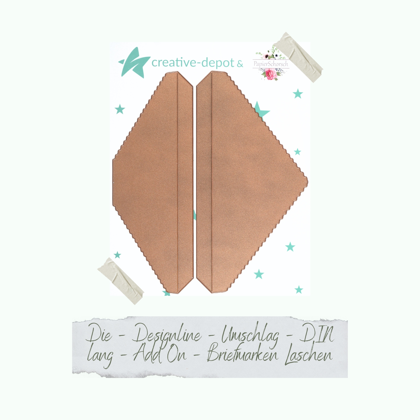 Die - Designline - Umschlag - DIN Lang - Add On - Briefmarken Laschen Die - Designline - Umschlag - DIN Lang - Add On - Briefmarken Laschen