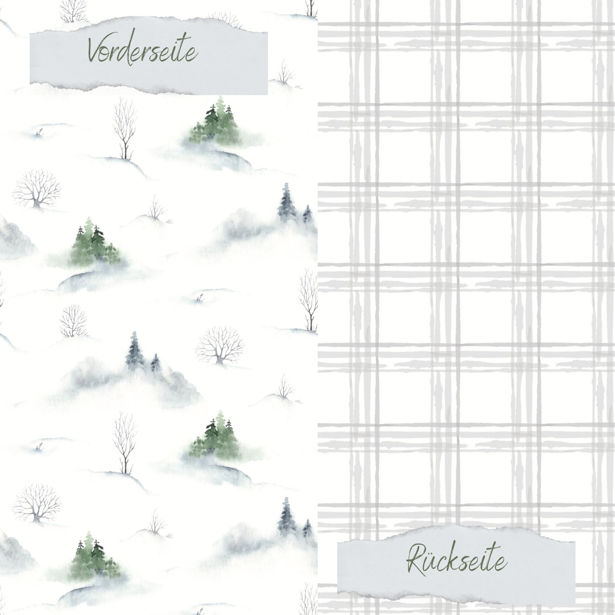 Designpapier - Kleine Winterlandschaft- Doppelseitig bedruckt