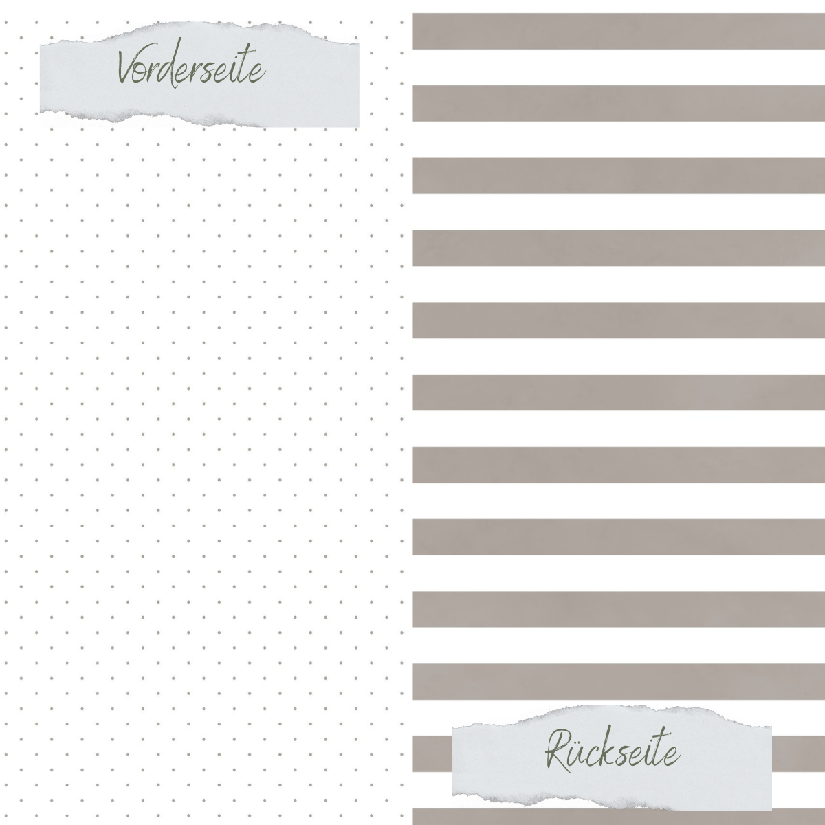 Designpapier - Basic - Taupe - Gepunktet + Breite Streifen - Doppelseitig bedruckt