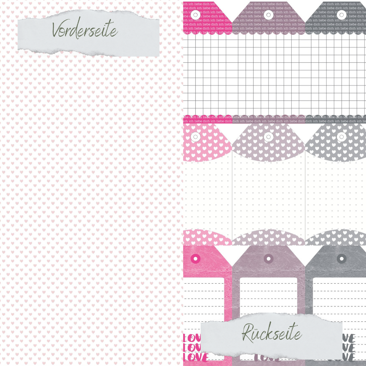 Designpapier - Scrapliebe - Kleiner Liebesbrief - Tags - Doppelseitig bedruckt
