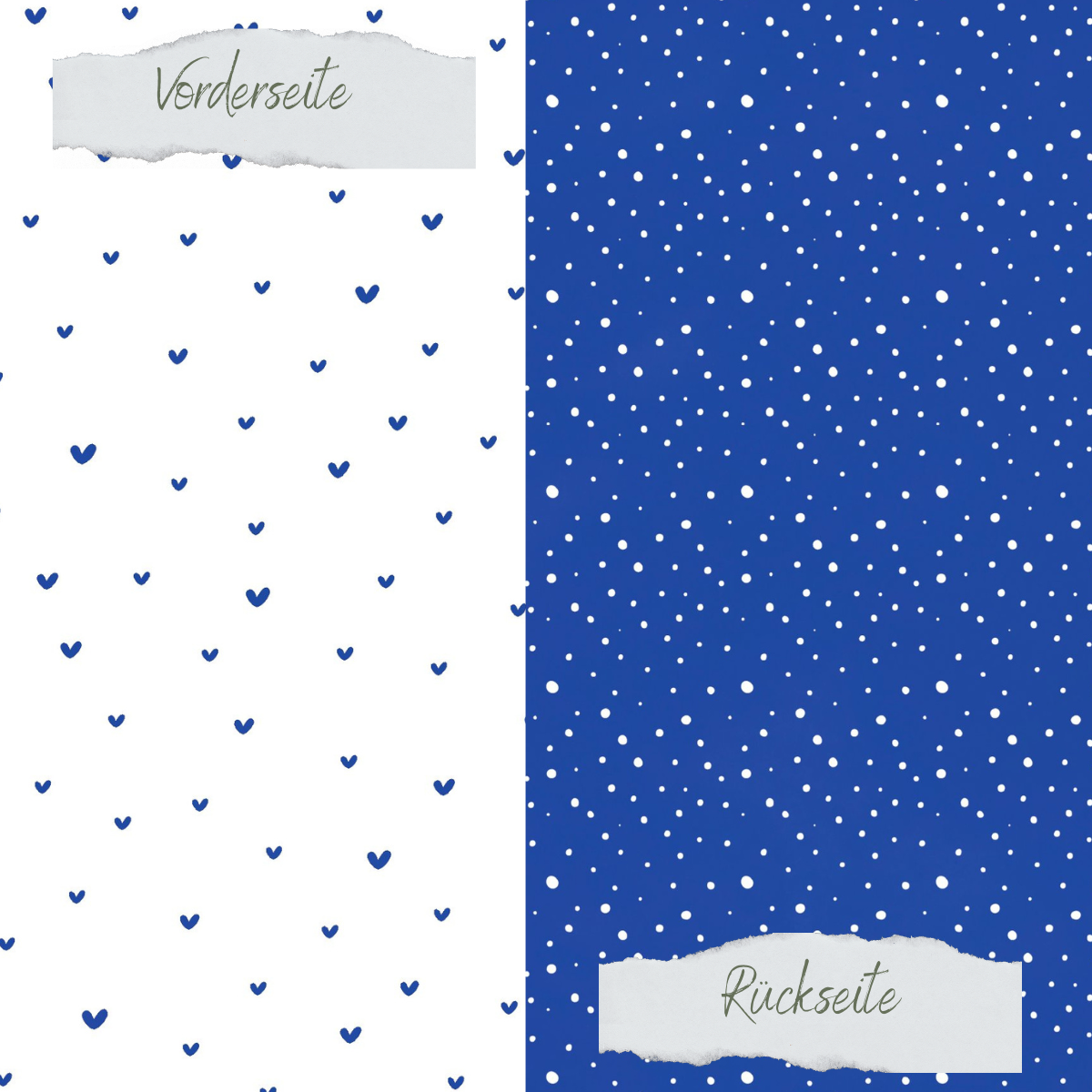 Papel de diseño - Basic - Tintenblau - Doodle Herzen + Sprenkel - Doppelseitig bedruckt 