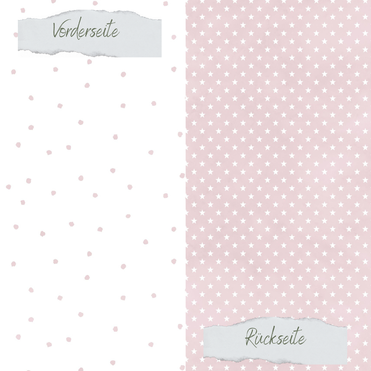 Designpapier - Basic - Puderrosa - Tupfen + Sternchen - Doppelseitig bedruckt