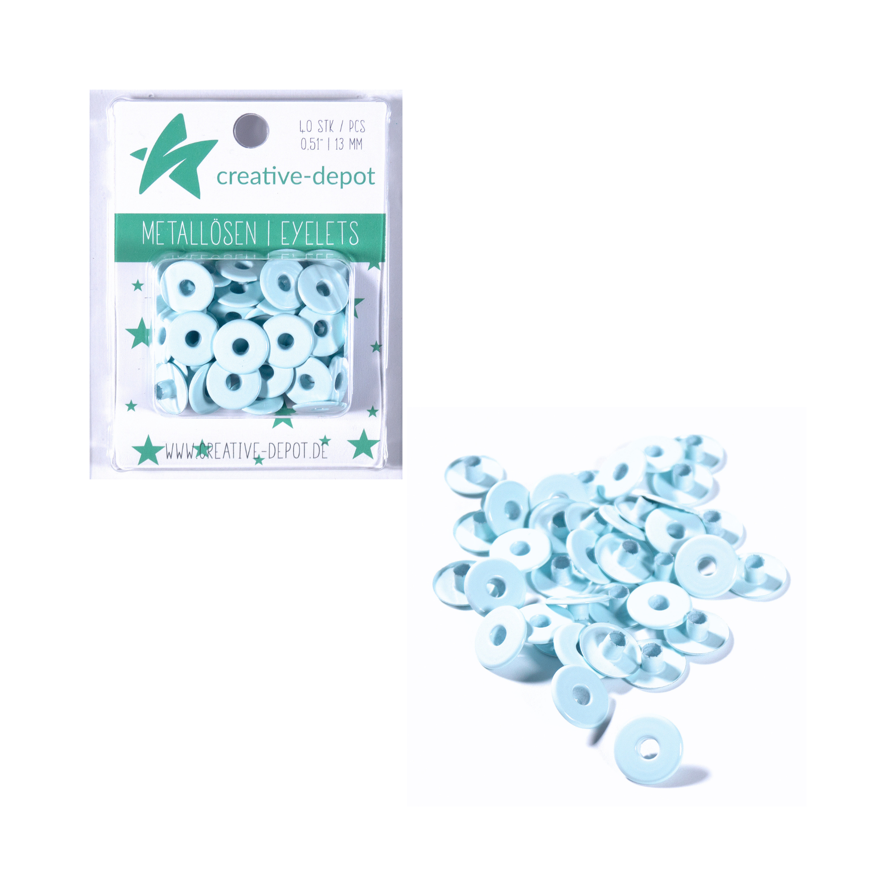 Breite Eyelets - Hellblau - 13mm