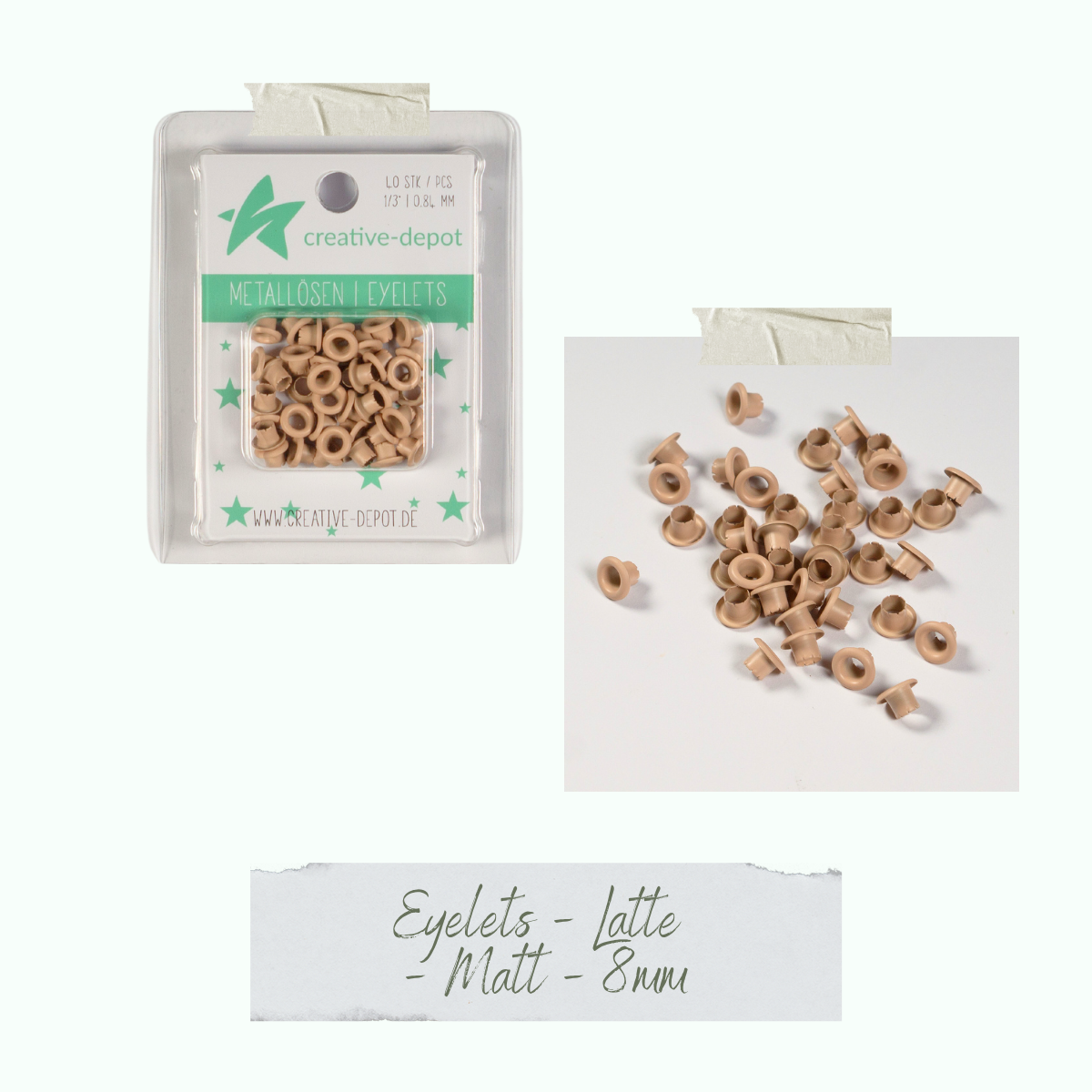 CD-EY-114_Eyelets-Latte-Matt-8mm Eyelets - Latte - Matt - 8 mm