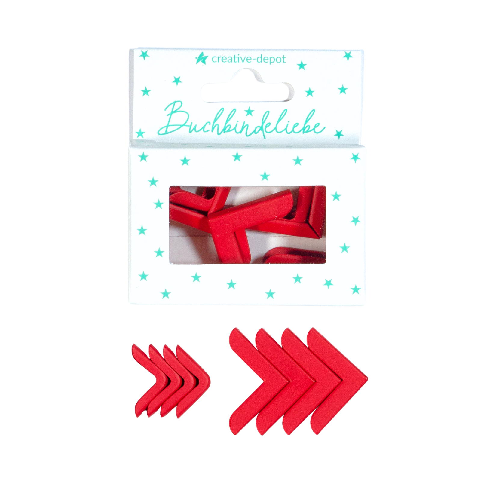 Buchecken - Weihnachtsrot - Matt - Buchbindeliebe - 8 Stück