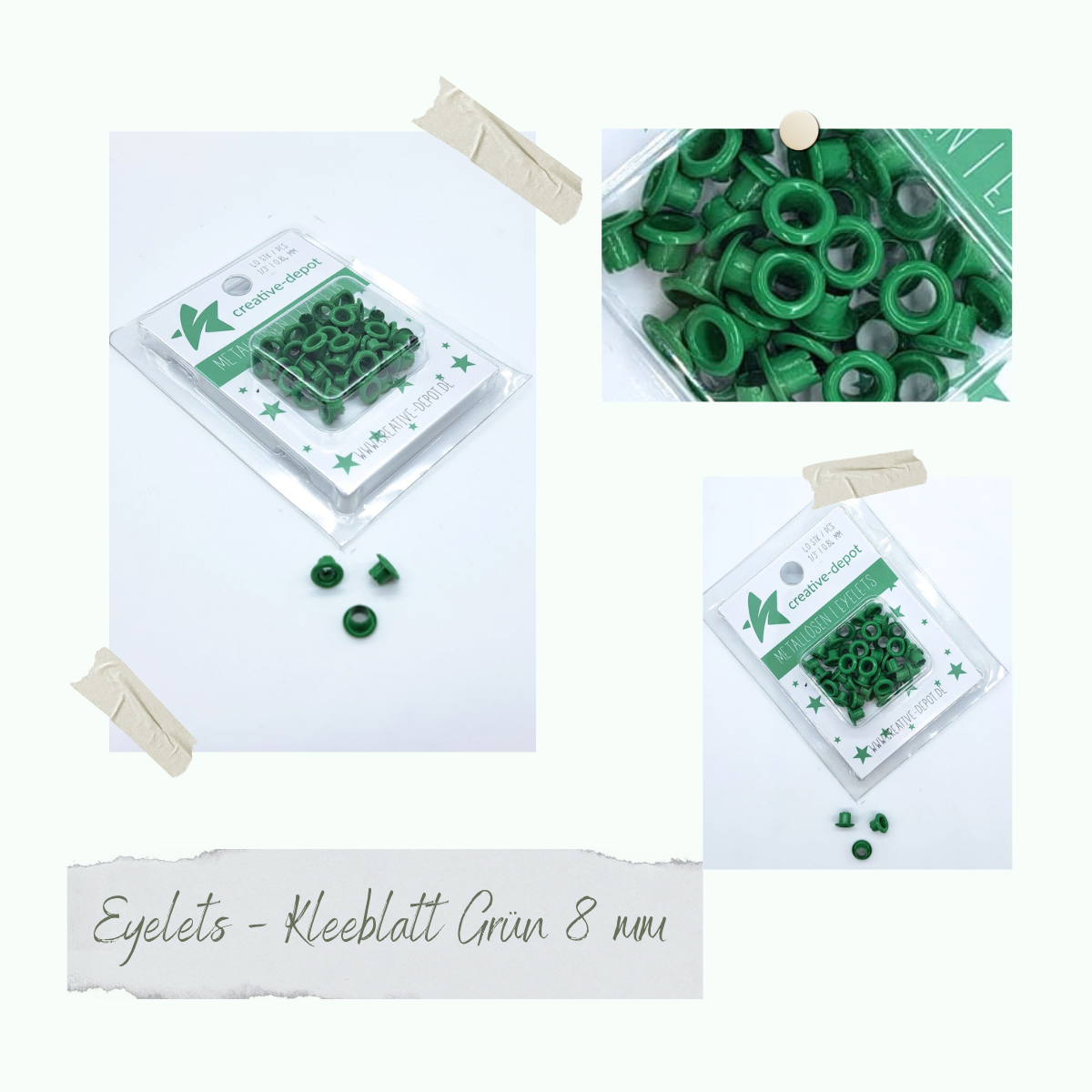 CD-EY-016 Eyelets - Kleeblatt Grün - 8mm