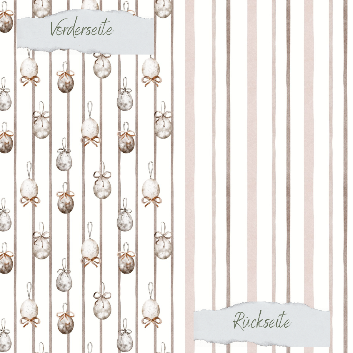 Designpapier - Streifen mit Ostereiern - Doppelseitig bedruckt