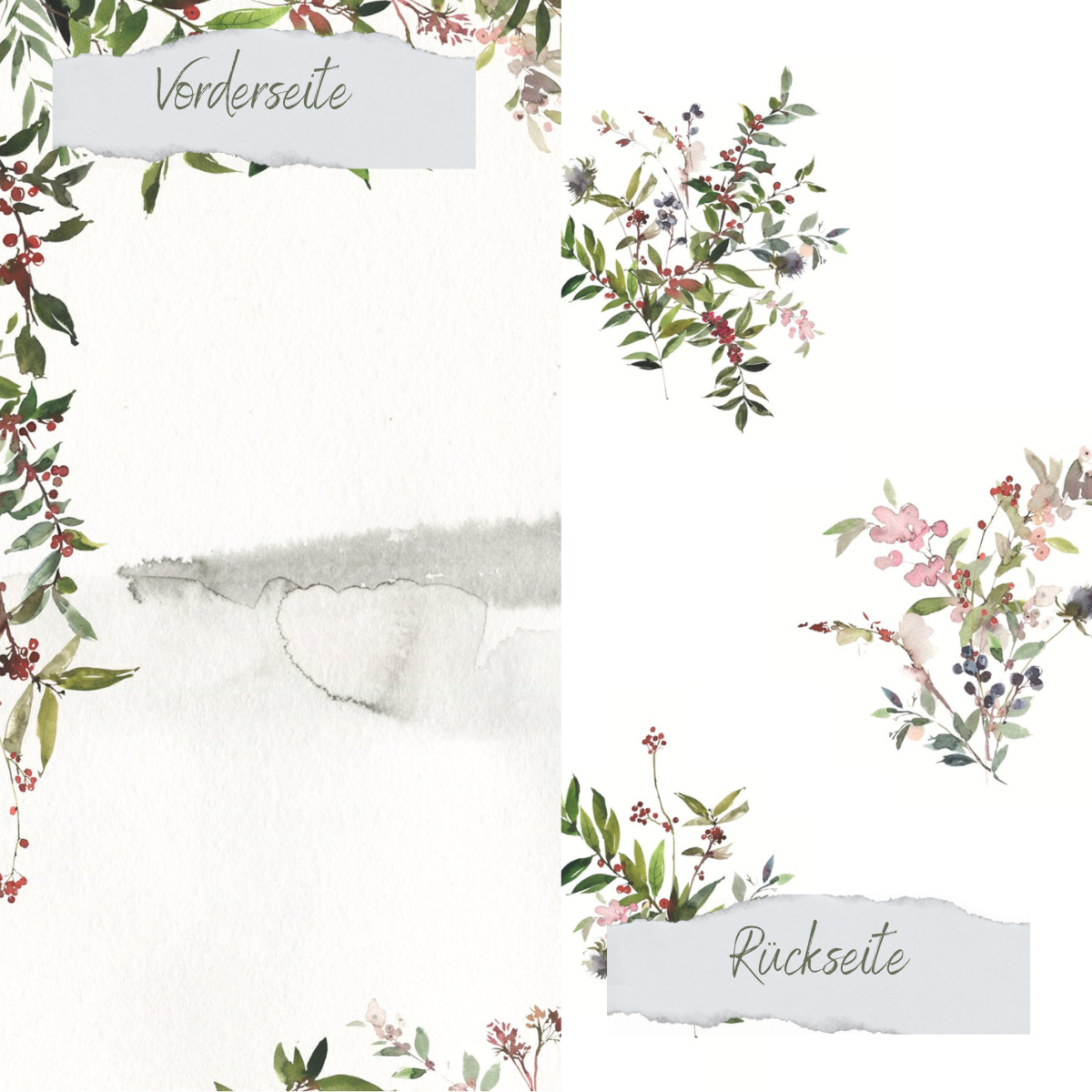 Papel de diseño - Winterbeere Landschaft - Doppelseitig bedruckt Papel de diseño - Winterbeere Landschaft - Doppelseitig bedruckt