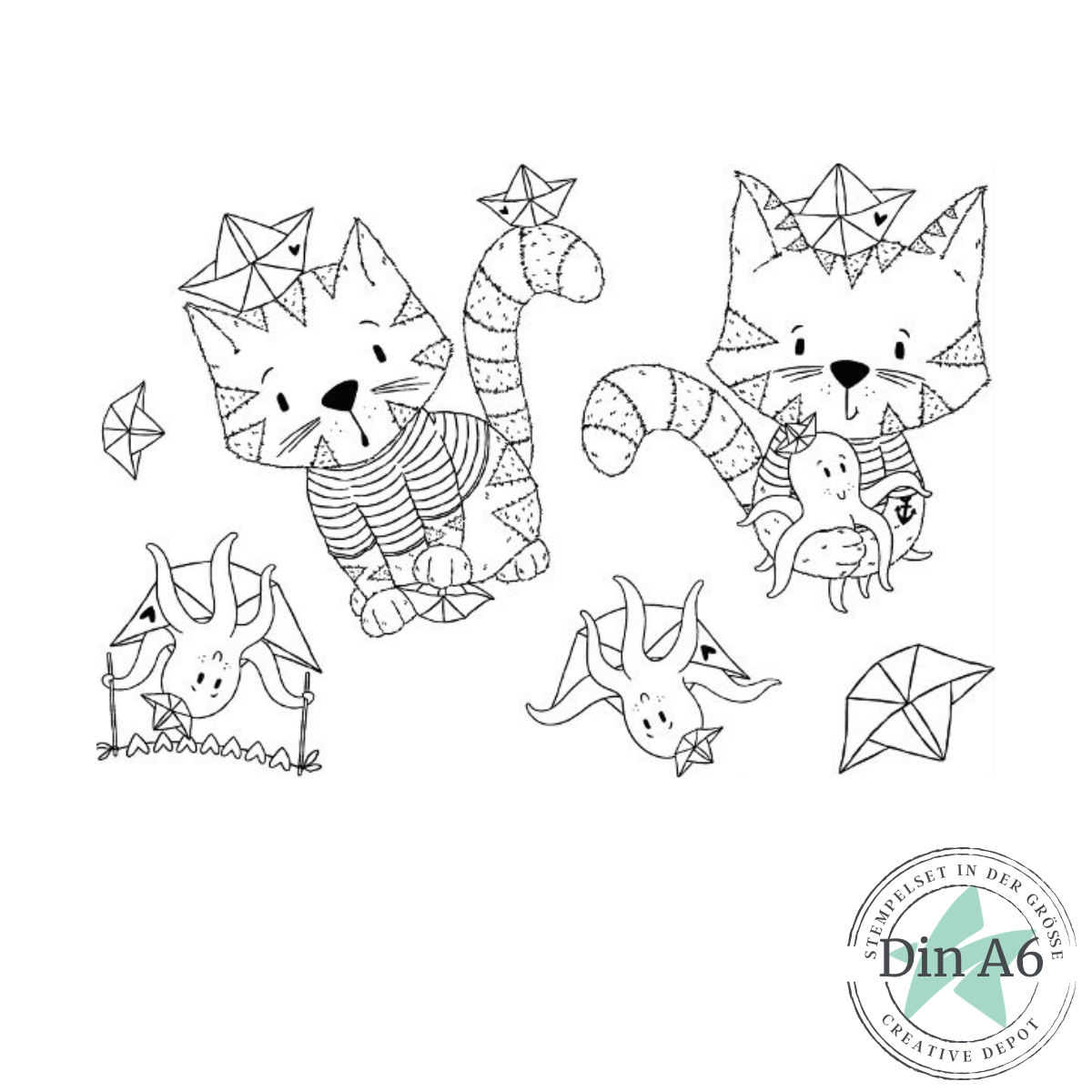 Set de tampons - Katze und Krake