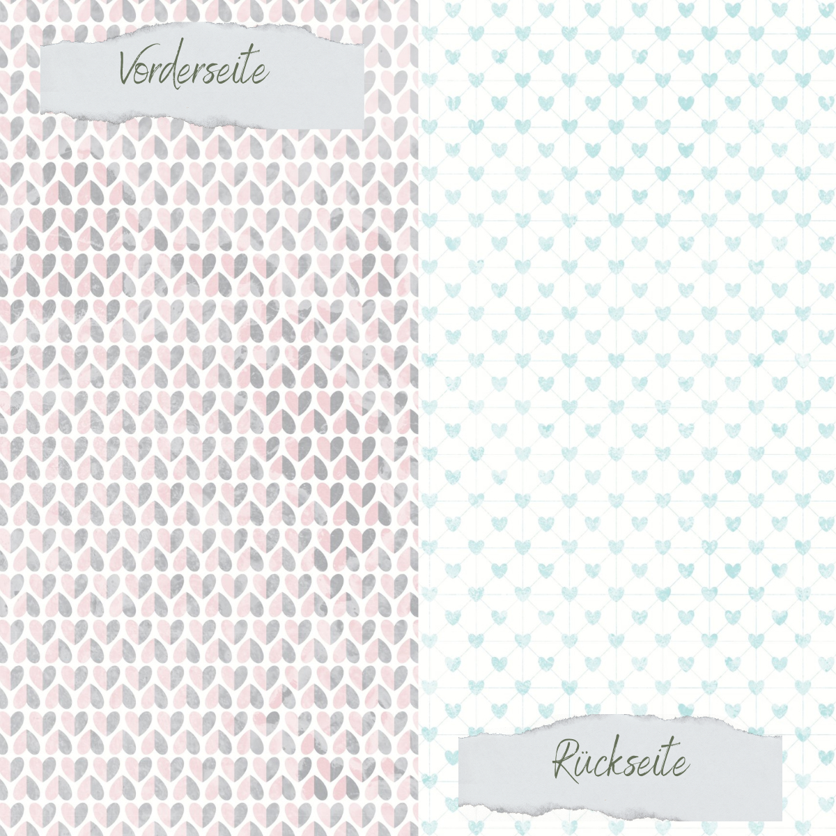 Designpapier - Scrapliebe - Kleiner Liebesbrief - Kleine Herzen - Doppelseitig bedruckt