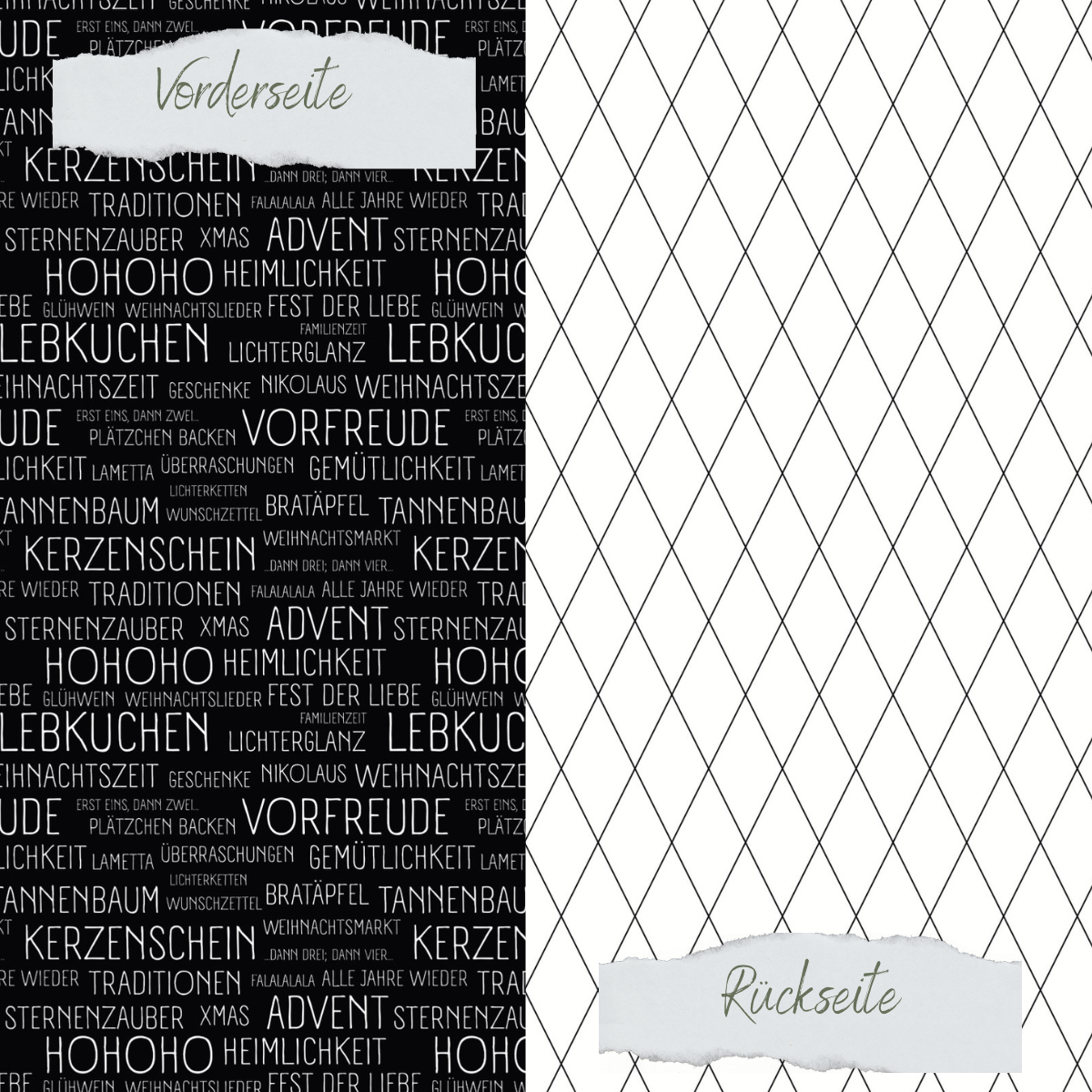 Designpapier - Scrapliebe - Dezembertagebuch - Weihnachtswörter schwarz - Doppelseitig bedruckt