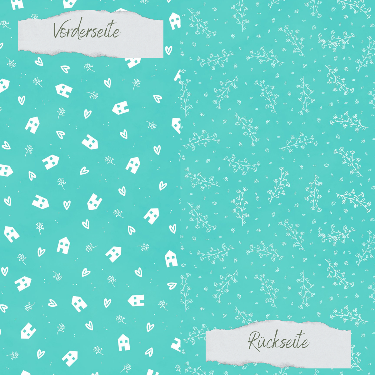 Papel de diseño - Basic - Sommertürkis - Häuser + Zweige beidseitig bedruckt Papel de diseño - Basic - Sommertürkis - Häuser + Zweige beidseitig bedruckt