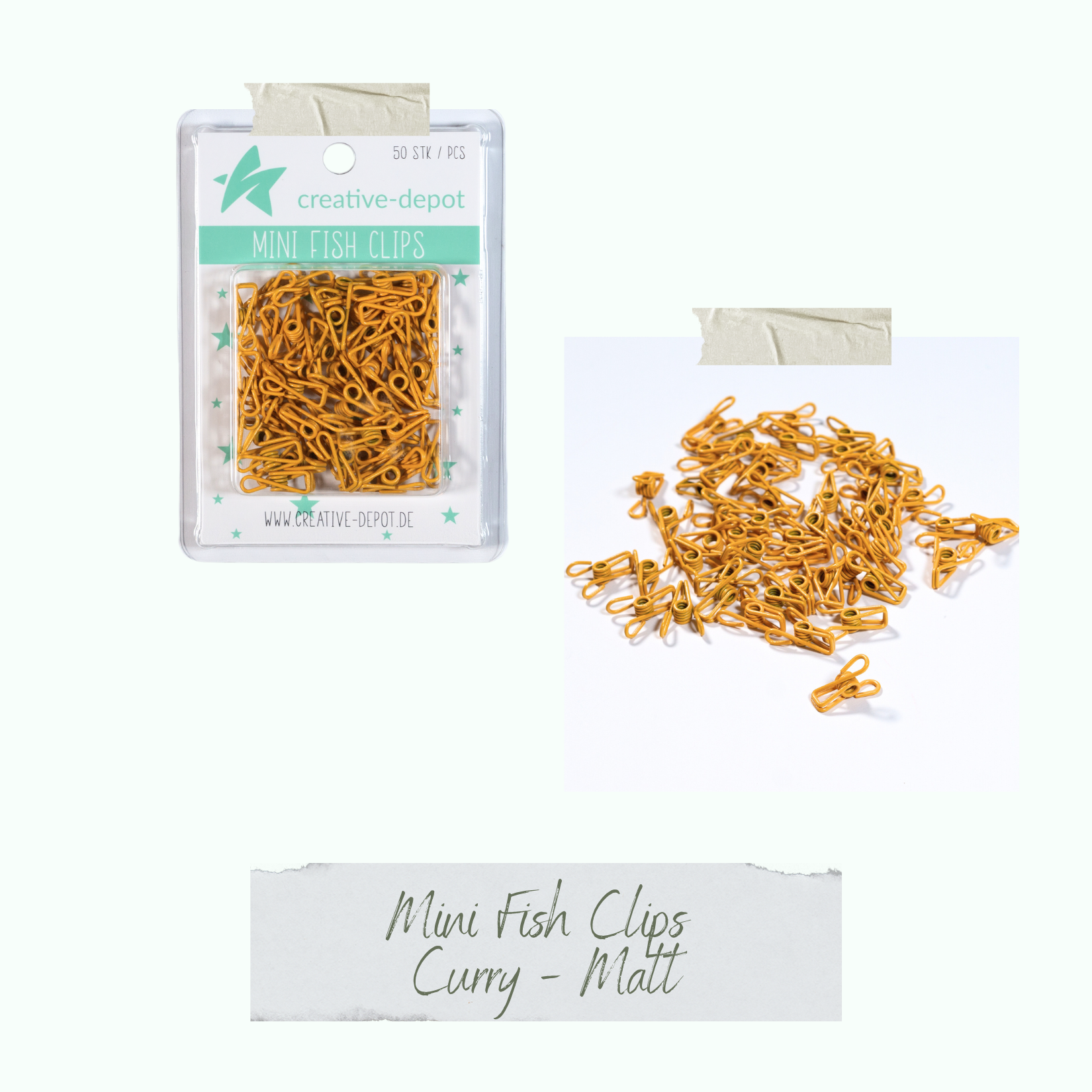 Mini Fish Clip - Curry - Matt - 50 Stück